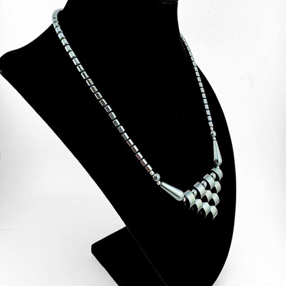 Vintage Art Deco Hematite Necklace - image 2