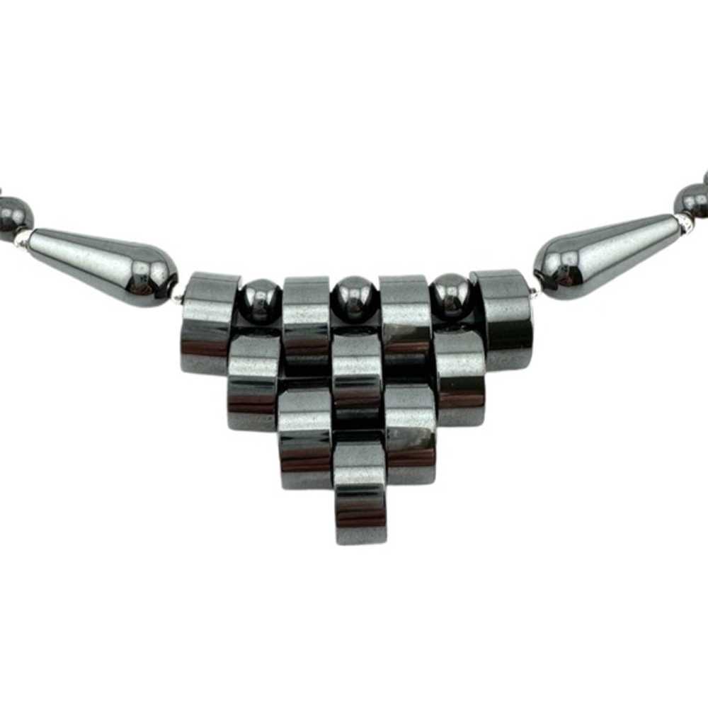 Vintage Art Deco Hematite Necklace - image 3