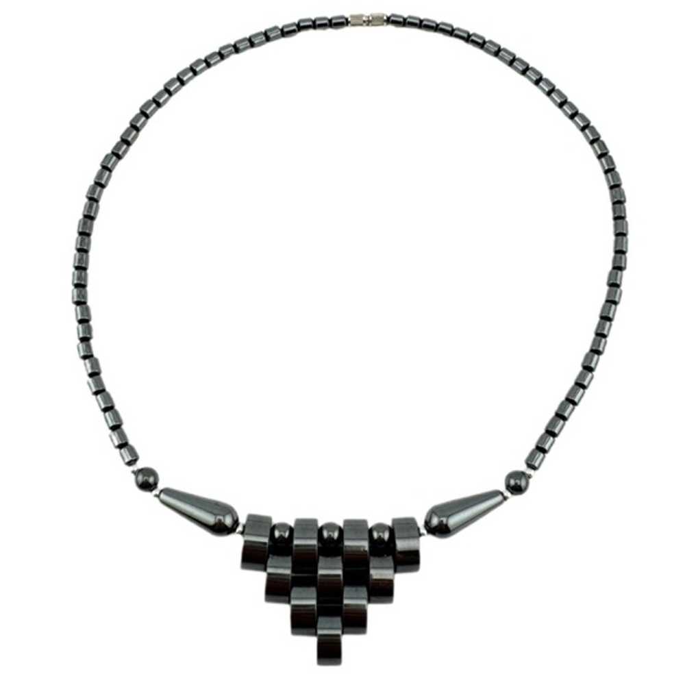 Vintage Art Deco Hematite Necklace - image 5