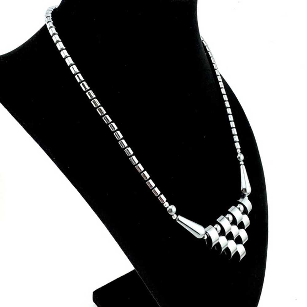 Vintage Art Deco Hematite Necklace - image 6