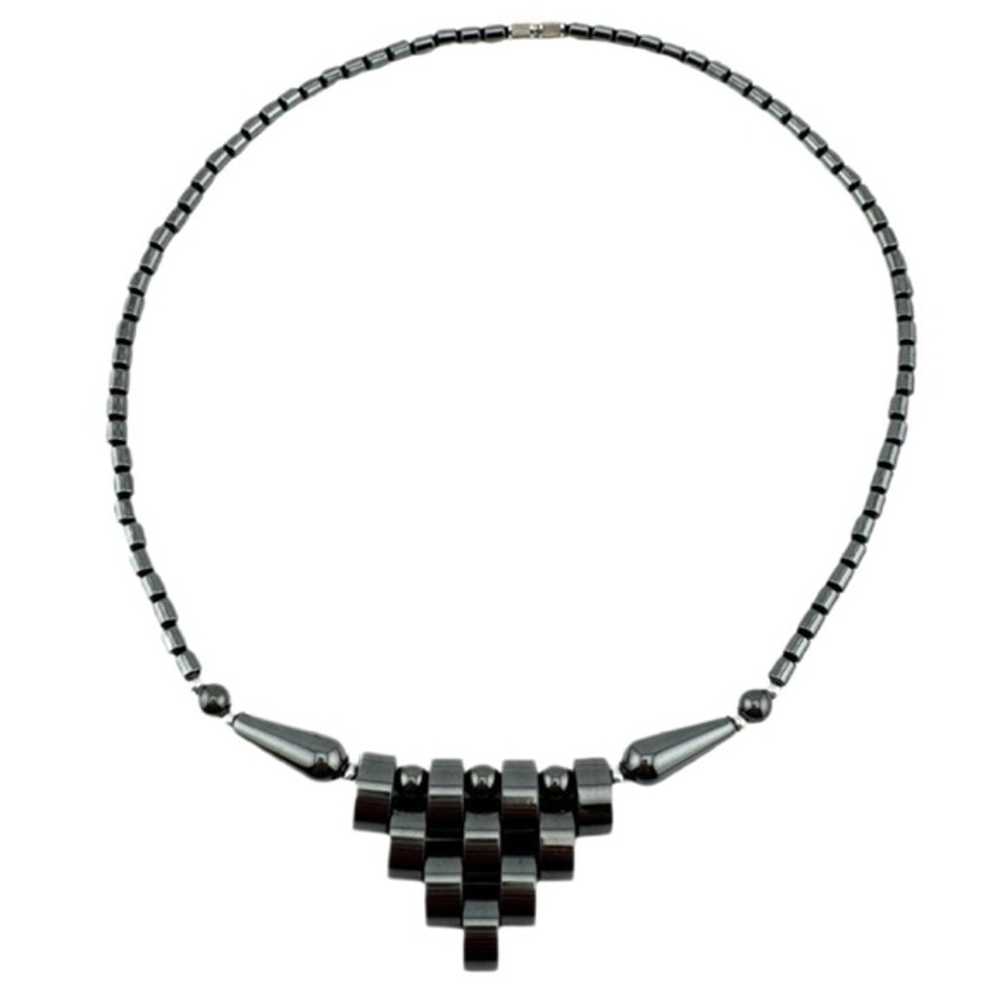 Vintage Art Deco Hematite Necklace - image 9