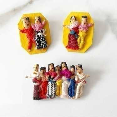 Vintage Handmade Worry Dolls Post Earrings and Wo… - image 1