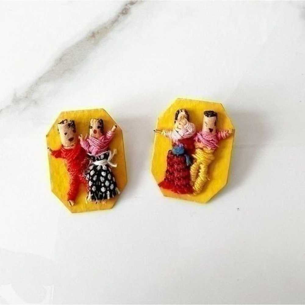 Vintage Handmade Worry Dolls Post Earrings and Wo… - image 5