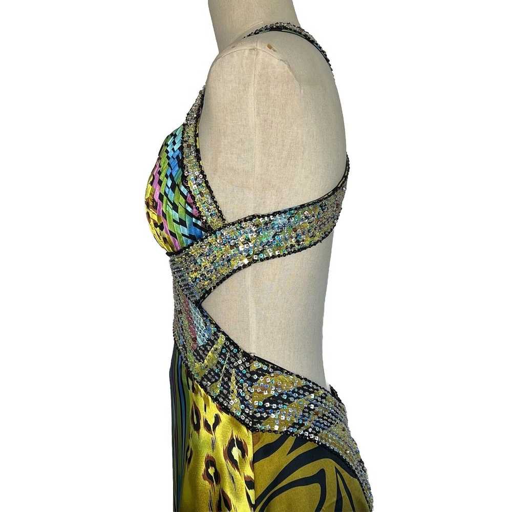 La Femme Size 4 Silk Multi Animal Print Beaded Ma… - image 6