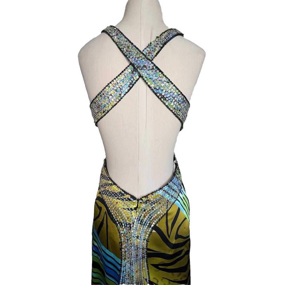 La Femme Size 4 Silk Multi Animal Print Beaded Ma… - image 7