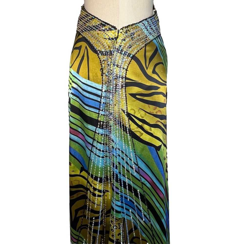 La Femme Size 4 Silk Multi Animal Print Beaded Ma… - image 9