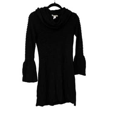 Alice + Olivia Black Knit Sweater Ribbed Bell Lon… - image 1