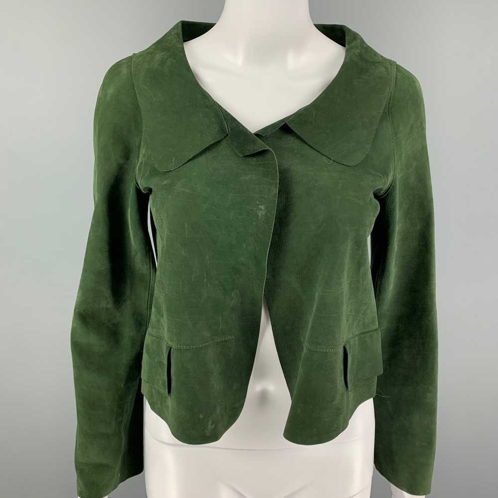 Marni MARNI Size 4 Green Suede Buttoned Jacket - image 1