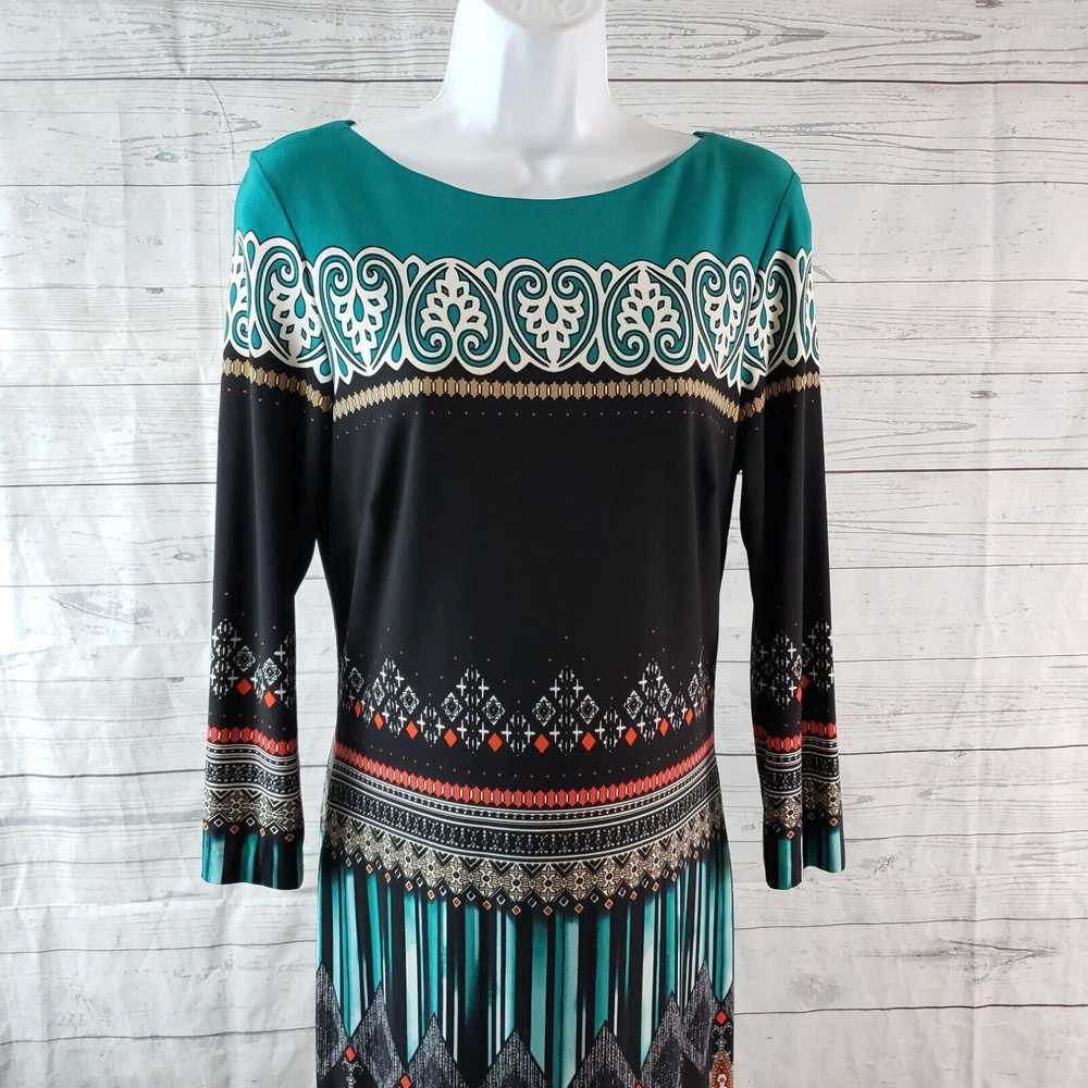 Vintage Cache Womens Printed Dress Sz Medium Teal… - image 2