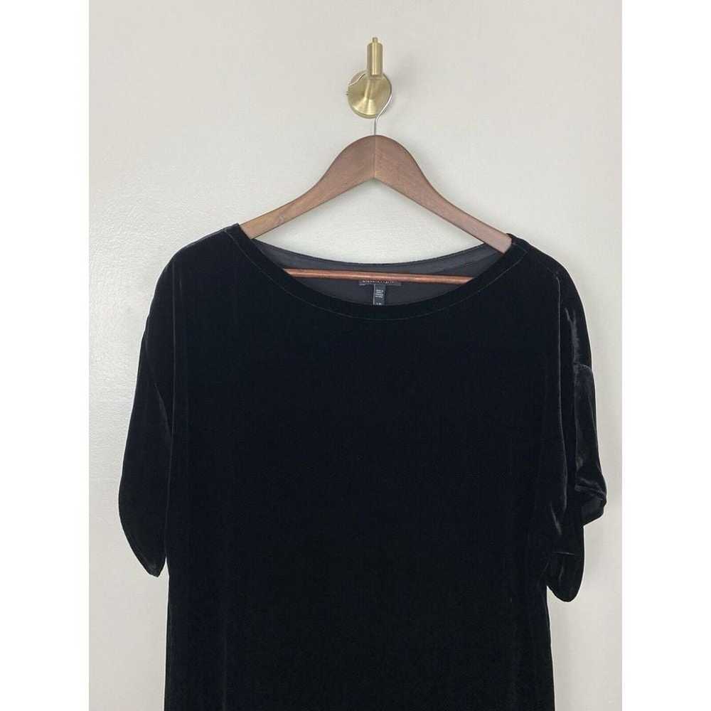 EILEEN FISHER Black Velvet Boatneck Midi Dress Me… - image 2