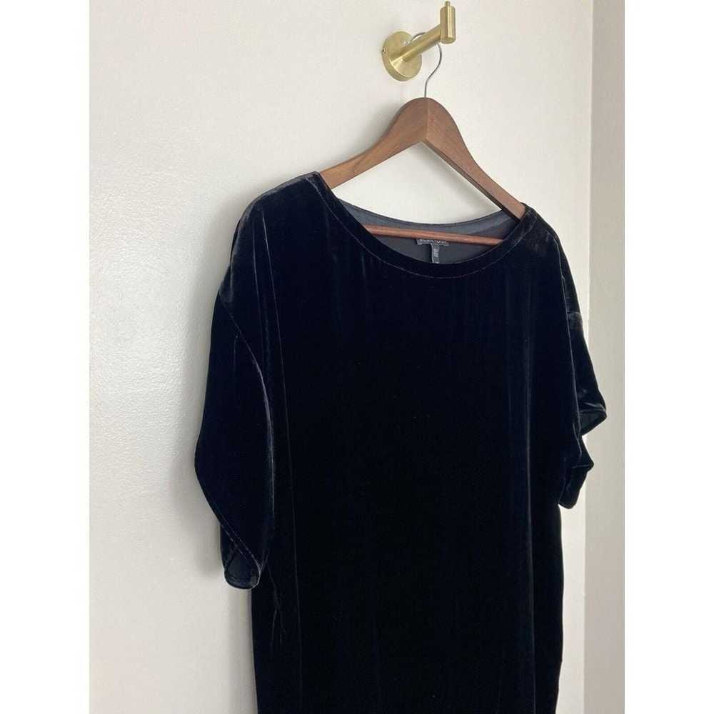 EILEEN FISHER Black Velvet Boatneck Midi Dress Me… - image 3