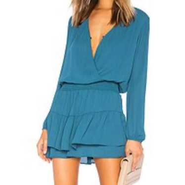 KRISA teal blue long sleeve drop waist dress