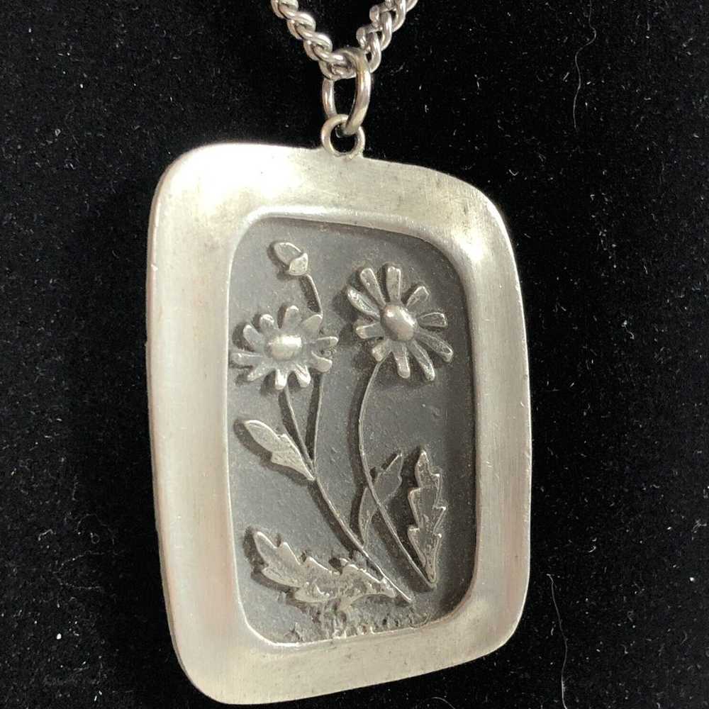 Pewter Pendant Stamped Flowers R Tennesmed Sweden… - image 1