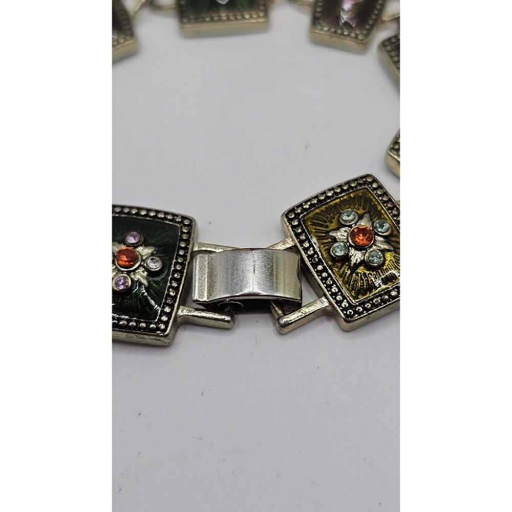 Vintage Napier enamel rectangular panel bracelet … - image 4