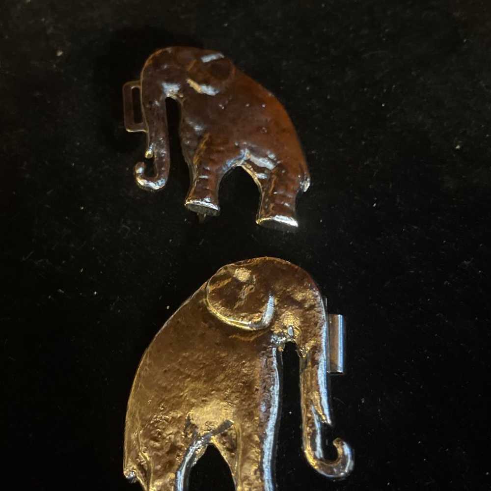 Vintage Elephant Belt Buckle Set- Unique Silver F… - image 3