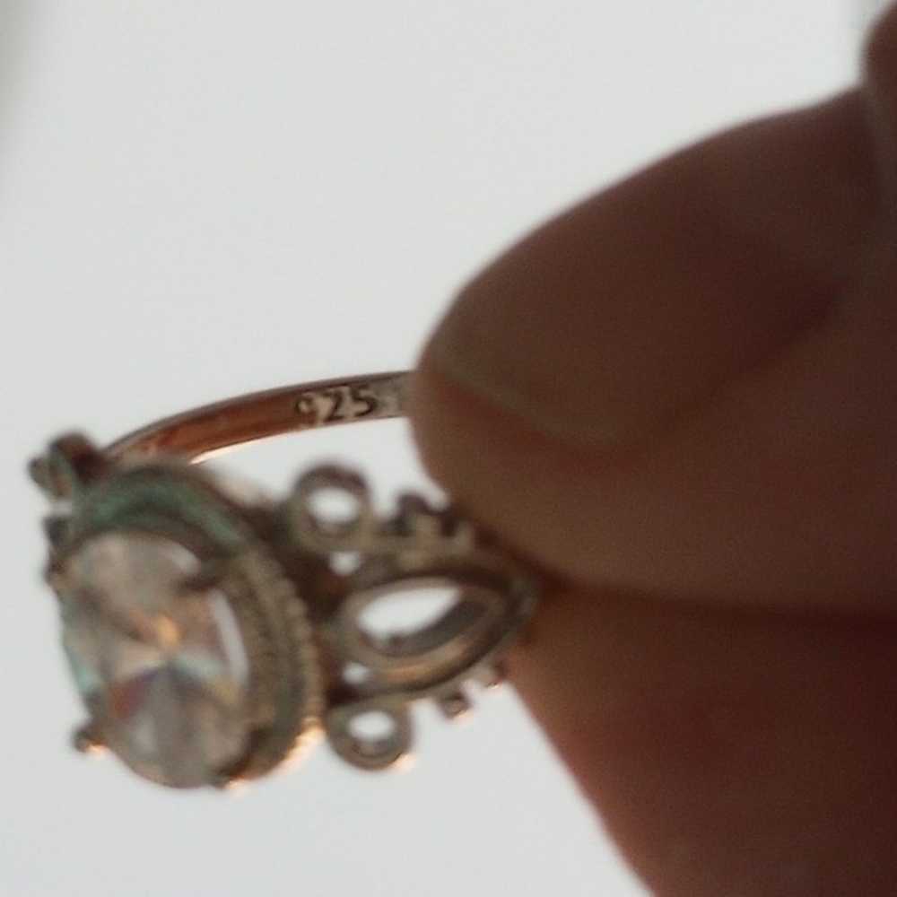 Sterling silver ring 925 size 6 and 1/2 clear rhi… - image 10