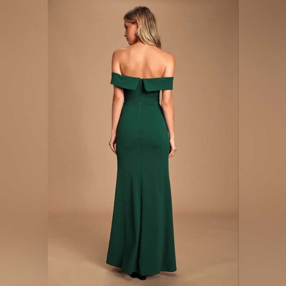 Lulus Song of Love Hunter Green Off-the-Shoulder … - image 6