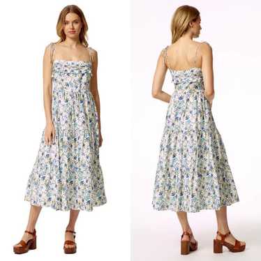 Stellah Blue & White Floral Print Midi Dress Wome… - image 1