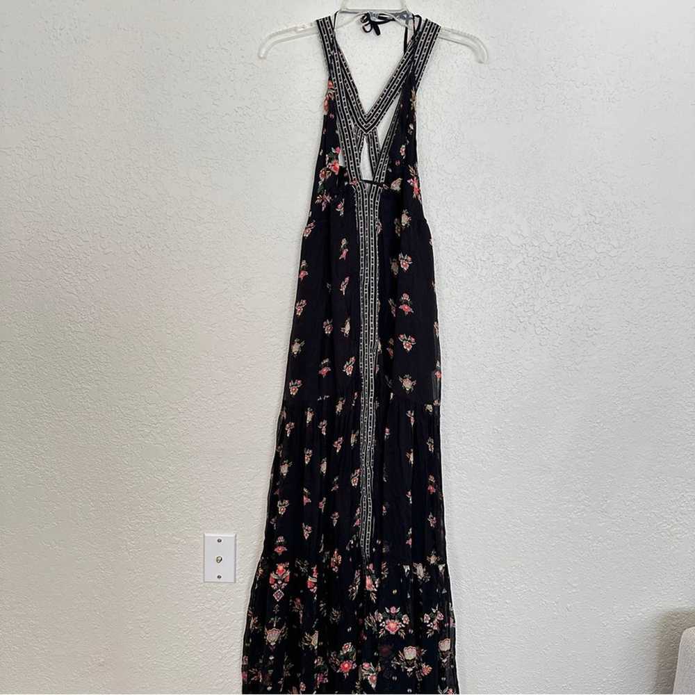 Anthropologie V Neck Floral Sleeveless Black Maxi… - image 1