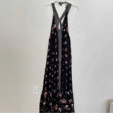 Anthropologie V Neck Floral Sleeveless Black Maxi… - image 1