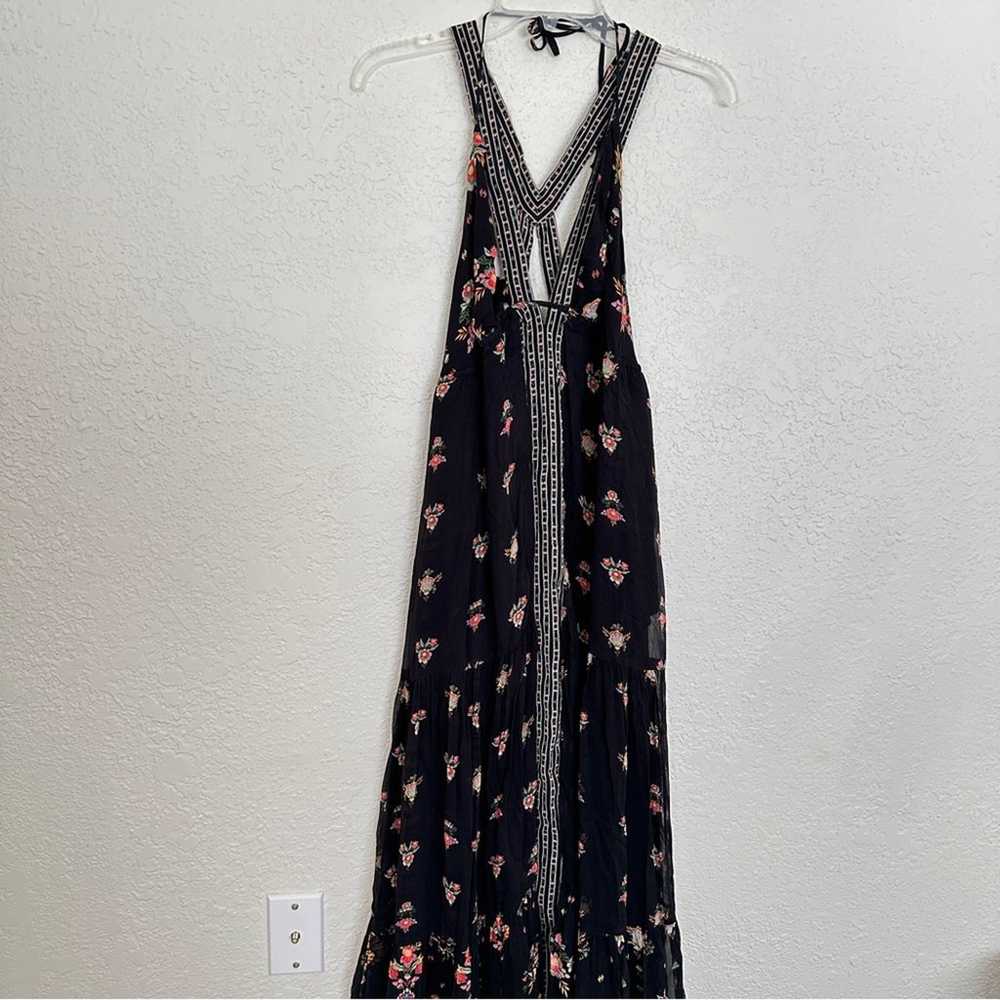 Anthropologie V Neck Floral Sleeveless Black Maxi… - image 2