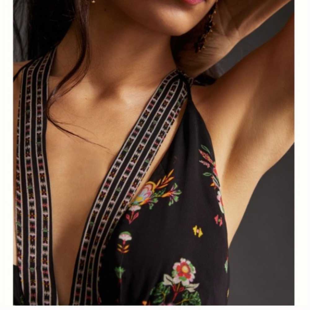 Anthropologie V Neck Floral Sleeveless Black Maxi… - image 7