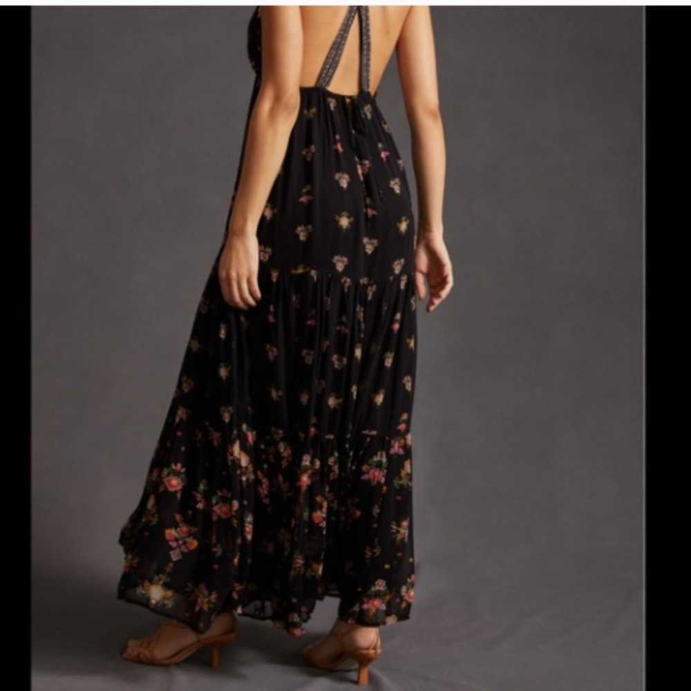 Anthropologie V Neck Floral Sleeveless Black Maxi… - image 8