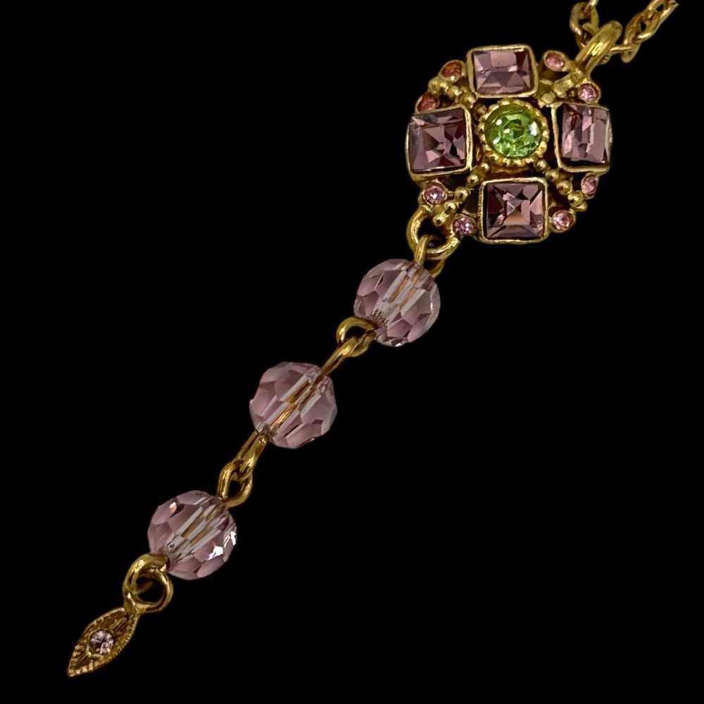 Vtg GRAZIANO Gold Tone Amethyst & Peridot Rhinest… - image 3