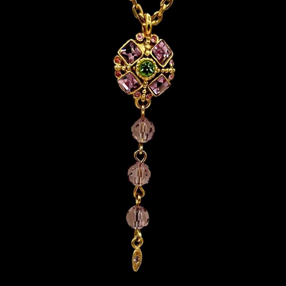 Vtg GRAZIANO Gold Tone Amethyst & Peridot Rhinest… - image 6