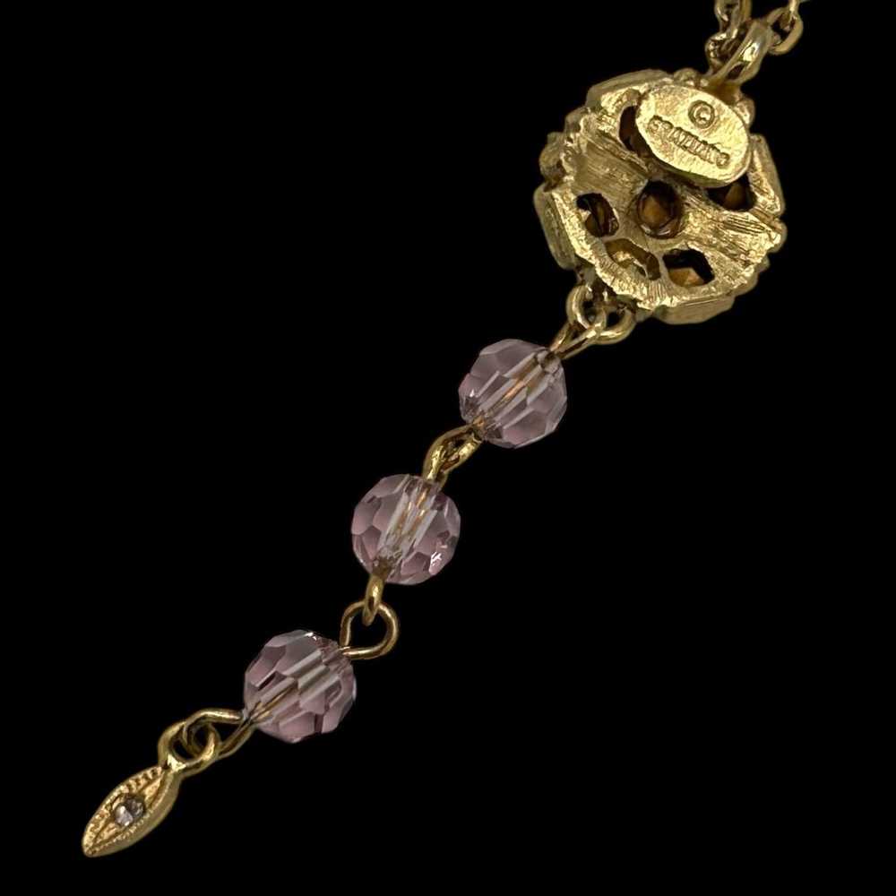 Vtg GRAZIANO Gold Tone Amethyst & Peridot Rhinest… - image 8