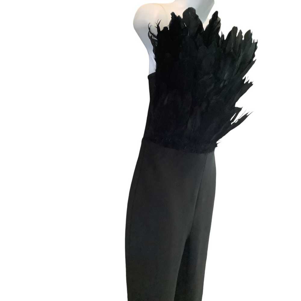 NOVALUXE  BLACK STRAPLESS JUMPSUIT WITH FEATHER B… - image 2