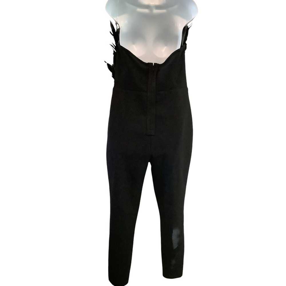 NOVALUXE  BLACK STRAPLESS JUMPSUIT WITH FEATHER B… - image 4