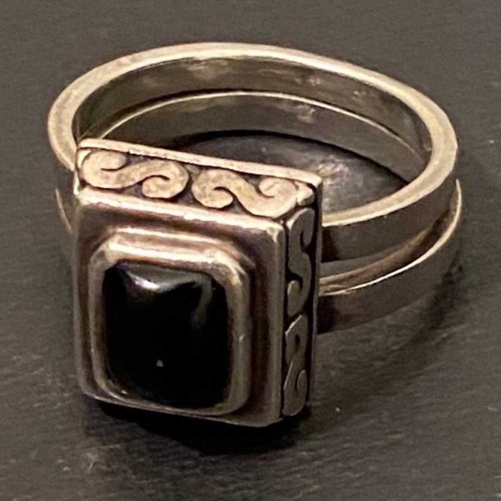 Unique Vintage Sterling Spinel Cabochon Ring 7.35 - image 2