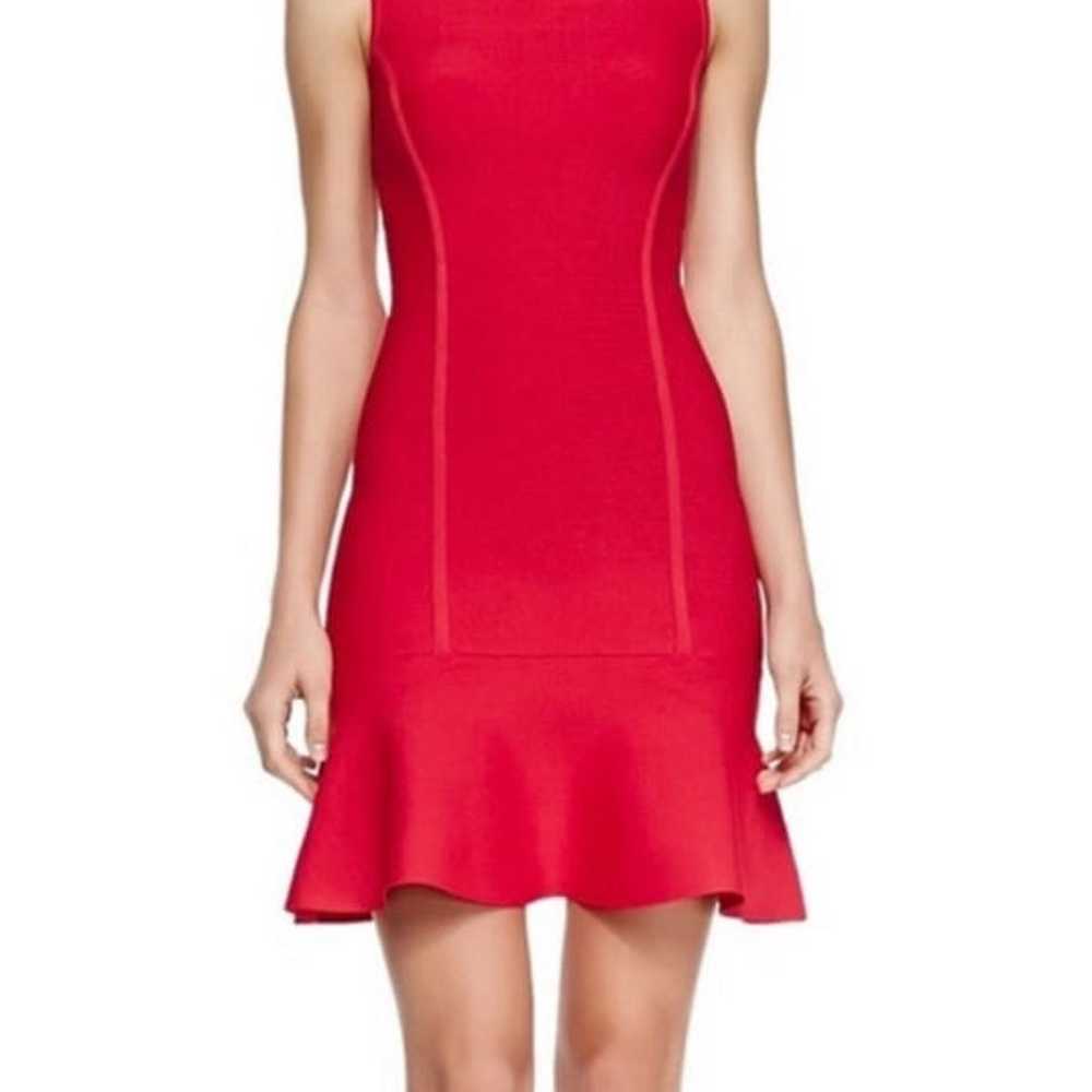 BCBGMAXAZRIA Red Bodycon Midi Dress - image 1