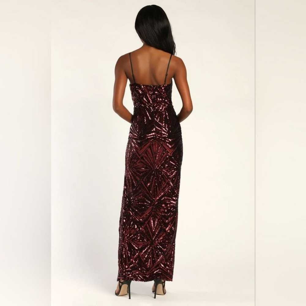 Lulus Lost In Your Eyes Burgundy Sequin Maxi Dres… - image 5