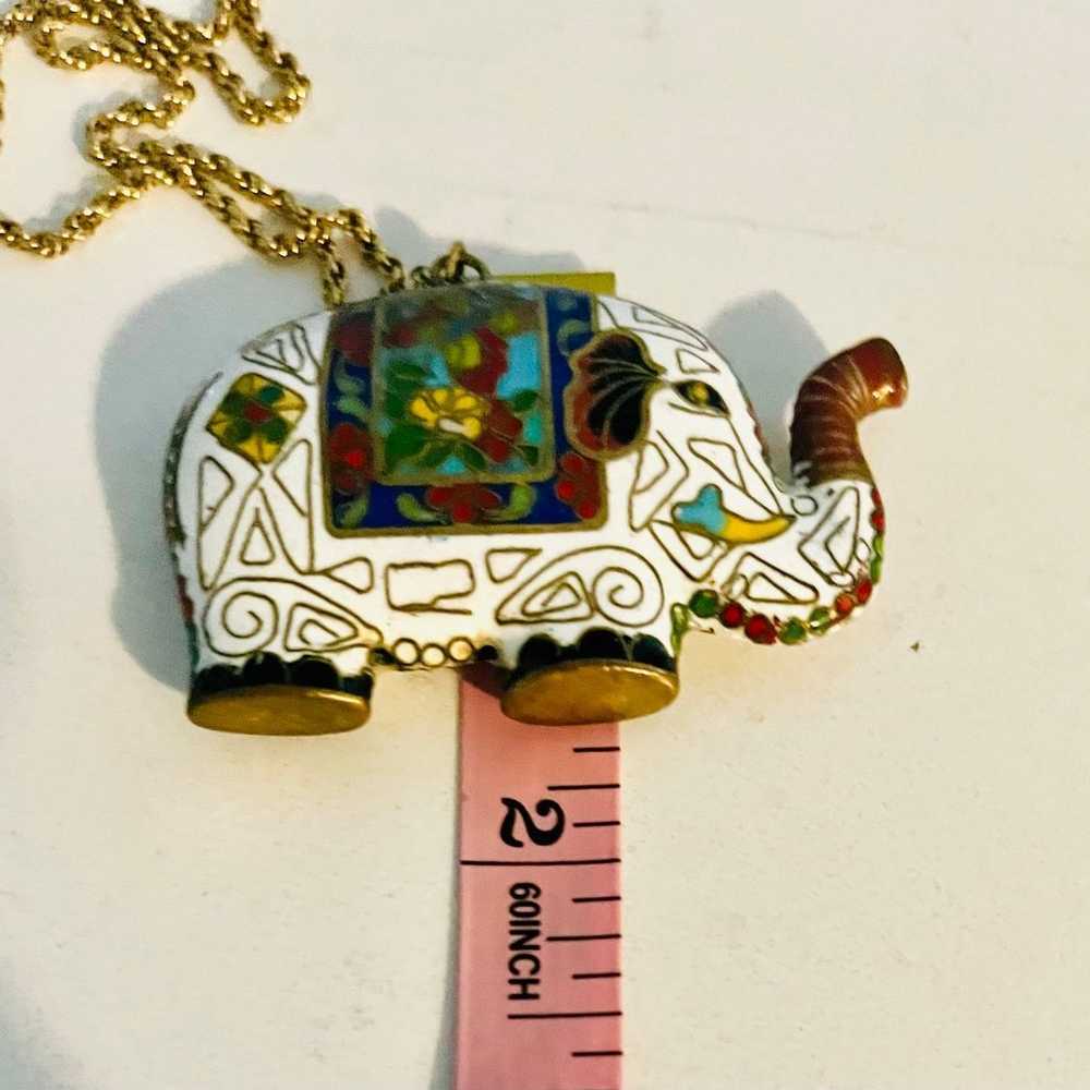 VINTAGE Lucky Chinese Cloisonné Elephant Pendant … - image 11