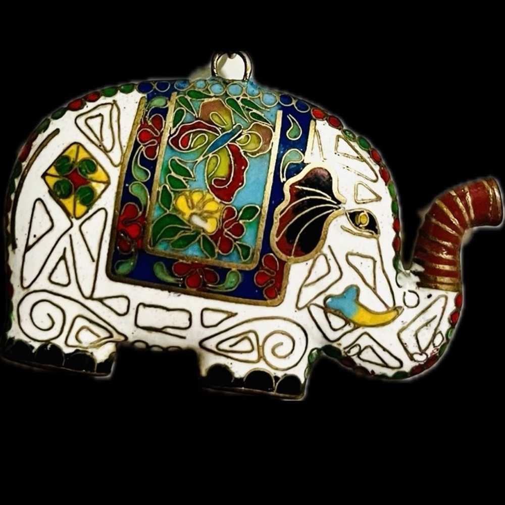 VINTAGE Lucky Chinese Cloisonné Elephant Pendant … - image 12