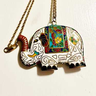 VINTAGE Lucky Chinese Cloisonné Elephant Pendant … - image 1