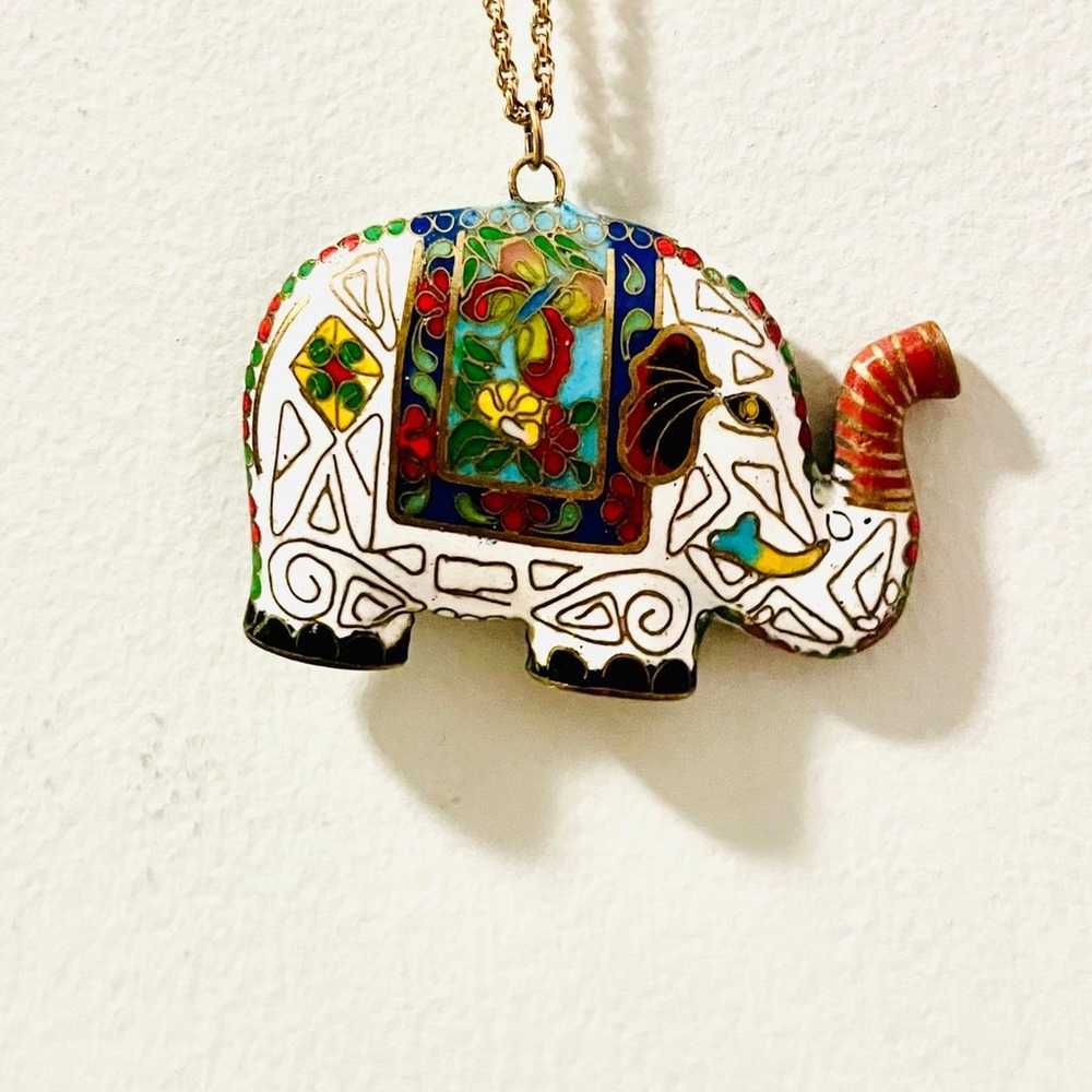 VINTAGE Lucky Chinese Cloisonné Elephant Pendant … - image 3