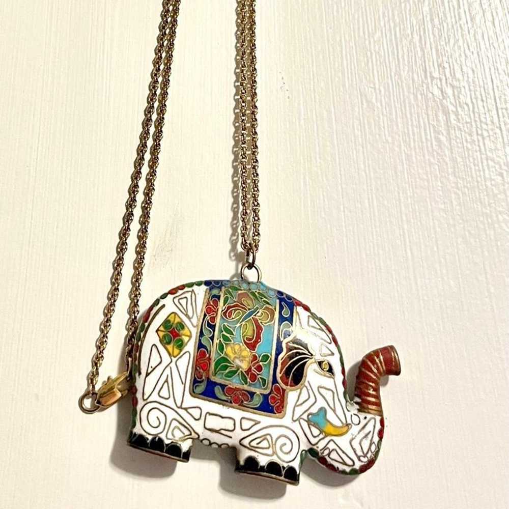 VINTAGE Lucky Chinese Cloisonné Elephant Pendant … - image 4