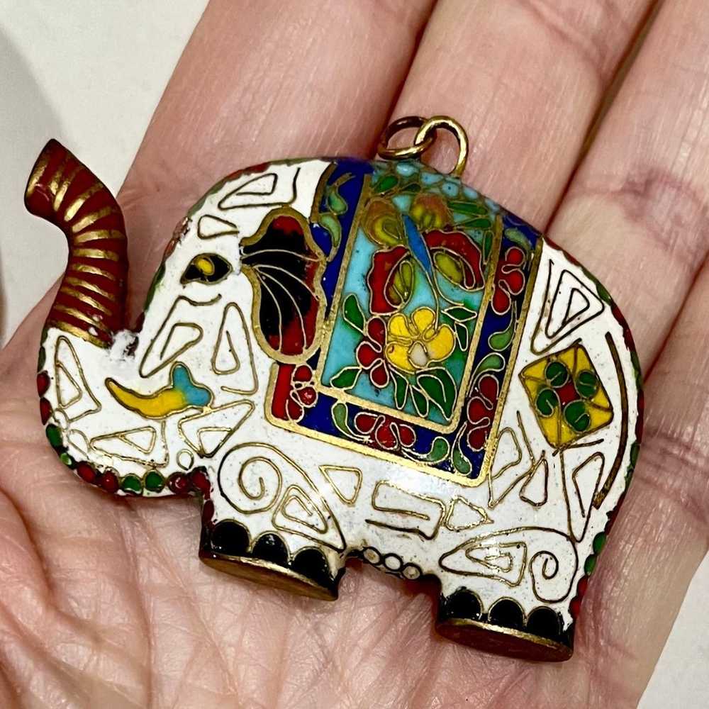 VINTAGE Lucky Chinese Cloisonné Elephant Pendant … - image 8