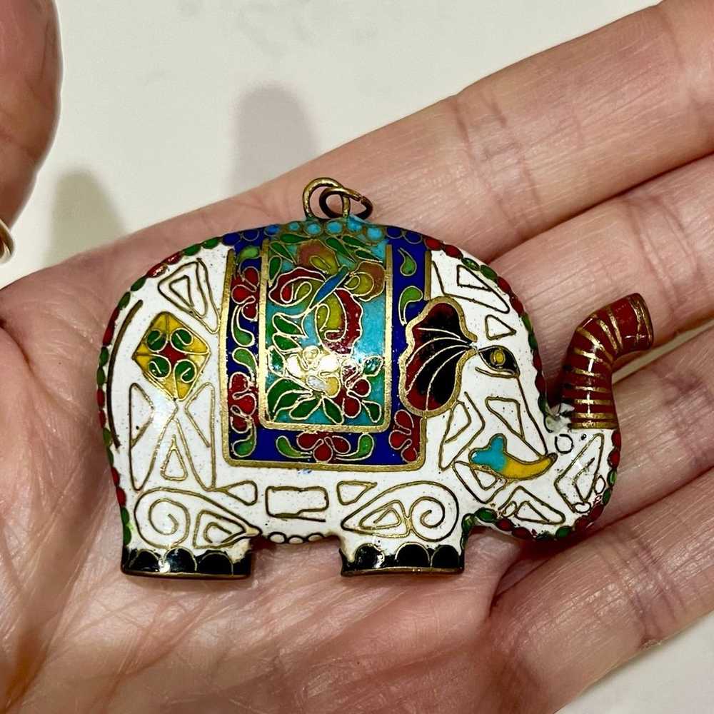 VINTAGE Lucky Chinese Cloisonné Elephant Pendant … - image 9