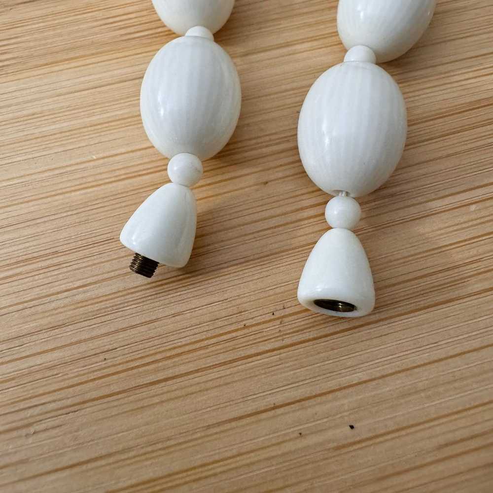 Vintage French Faux Ivory Lucite Oblong Oval Bead… - image 4