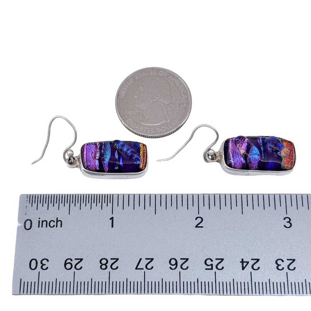 Vintage Sterling Silver 925 Dichroic Glass Dangle… - image 5