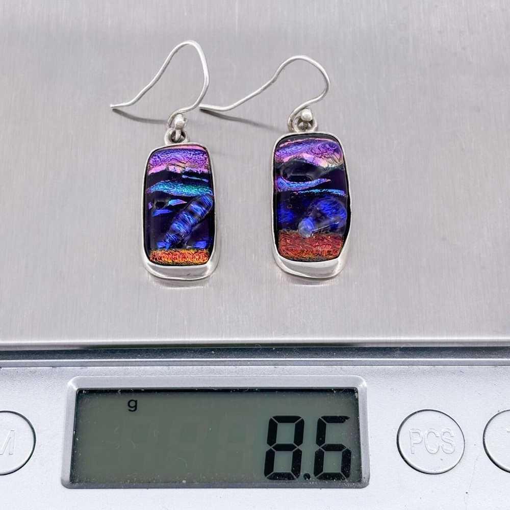 Vintage Sterling Silver 925 Dichroic Glass Dangle… - image 6