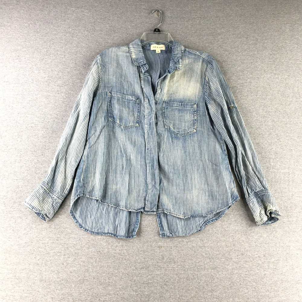 Vintage Soft Chambray Blue Ladies Button Up Tence… - image 1