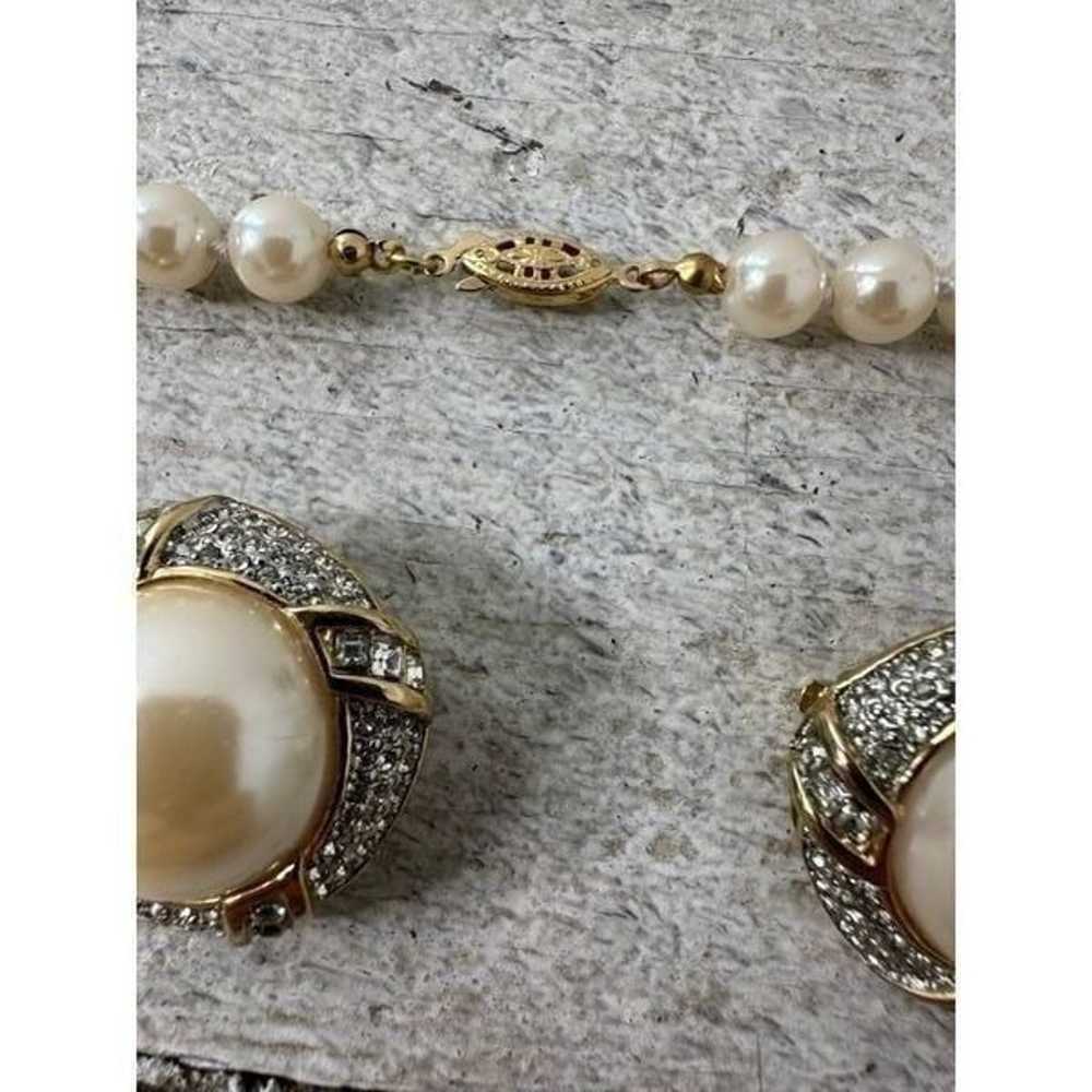 Vintage Faux Pearl Rhinestone 3 Piece Bundle - image 5