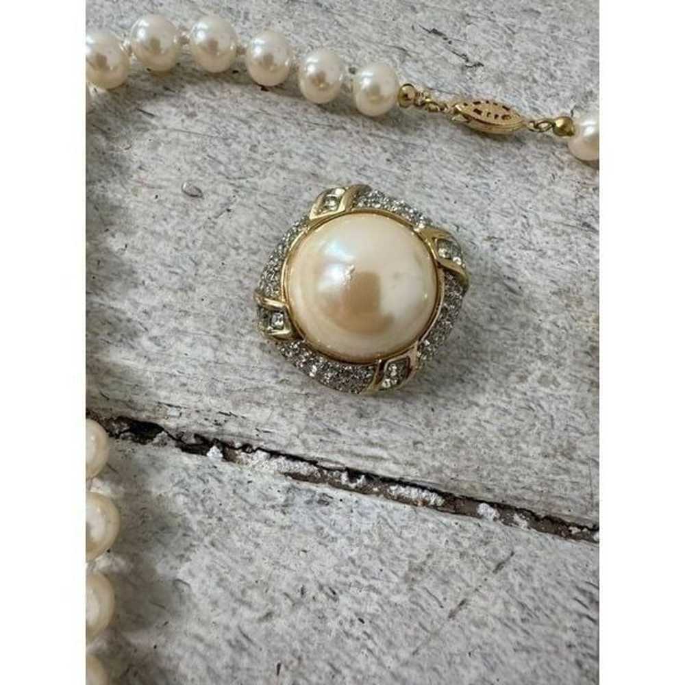 Vintage Faux Pearl Rhinestone 3 Piece Bundle - image 6