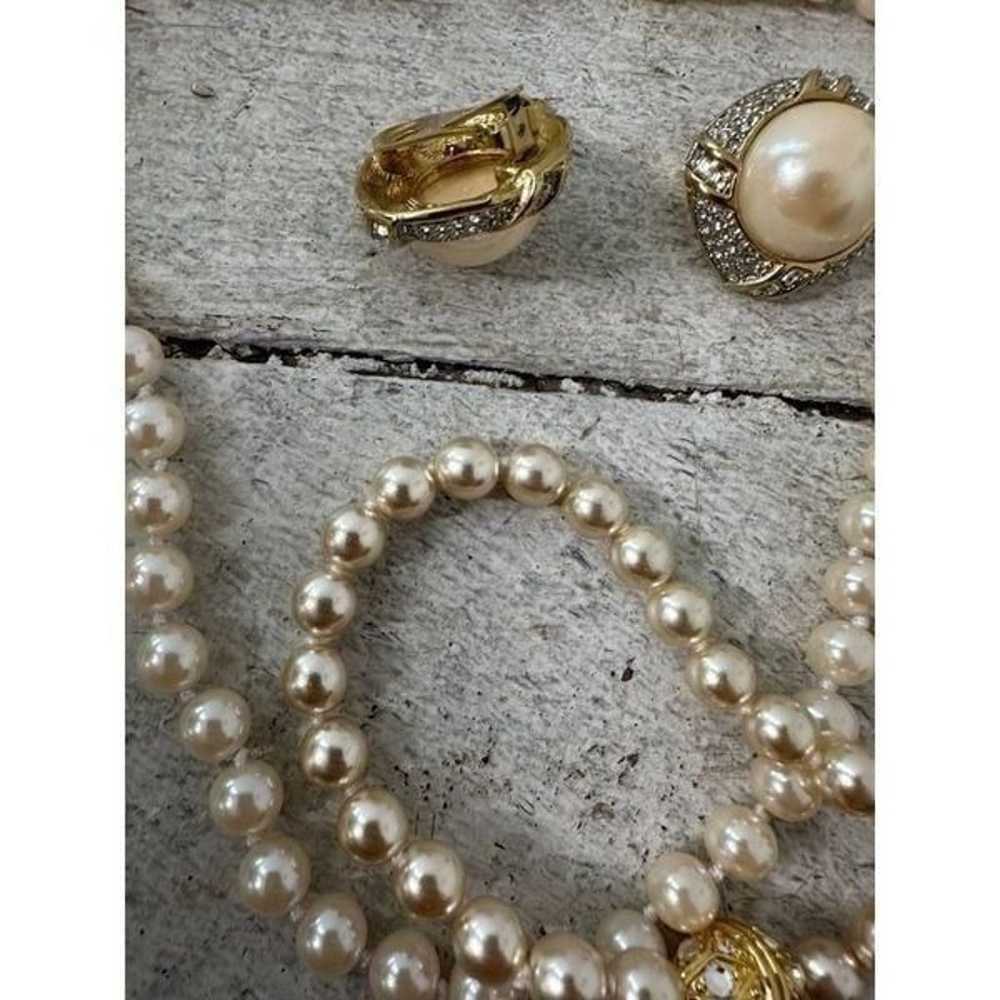 Vintage Faux Pearl Rhinestone 3 Piece Bundle - image 7