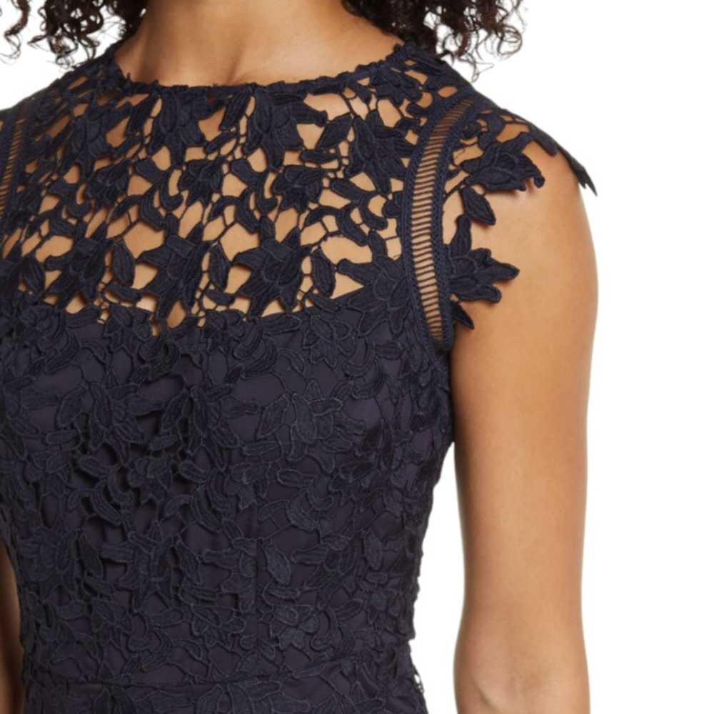 Eliza J Navy Blue Lace Asymmetric Cocktail Dress - image 2